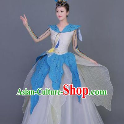 Professional Opening Dance Costume Modern Dance Stage Performance White Dress for Women