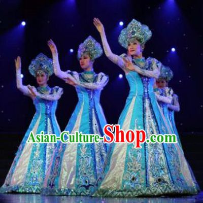 Professional Opening Dance Costume Stage Performance Modern Dance Blue Dress for Women
