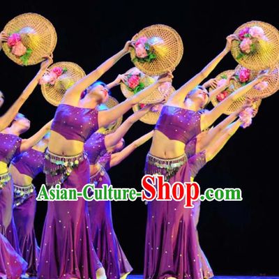 Chinese Traditional Dai Nationality Costume Folk Dance Pavane Ethnic Clothing for Women