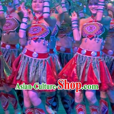 Chinese Traditional Tu Jia Nationality Costume Folk Dance Ethnic Clothing for Women