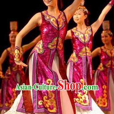 Chinese Traditional Mongol Nationality Costume Mongolian Folk Dance Dress Ethnic Clothing for Women