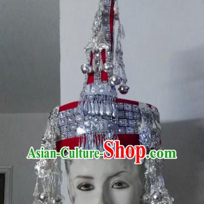 Chinese Traditional She Nationality Hat Hmong Tassel Headwear for Women