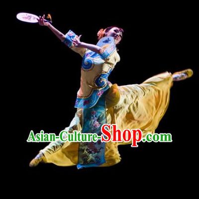 Chinese Traditional Folk Dance Costume Beijing Opera Classical Dance Yellow Clothing for Women