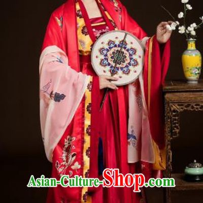 Traditional Chinese Tang Dynasty Wedding Red Hanfu Dress Ancient Bride Costumes Complete Set for Women
