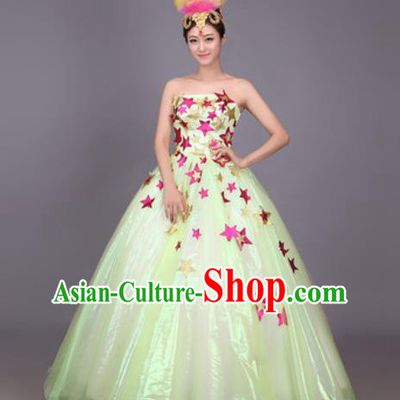 Professional Modern Dance Green Dress Opening Dance Stage Performance Chorus Costume for Women