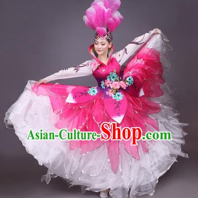 Chinese Traditional Classical Dance Costume Folk Dance Flowers Dress for Women