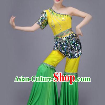 Chinese Classical Dance Costume Traditional Folk Dance Yangko Yellow Clothing for Women