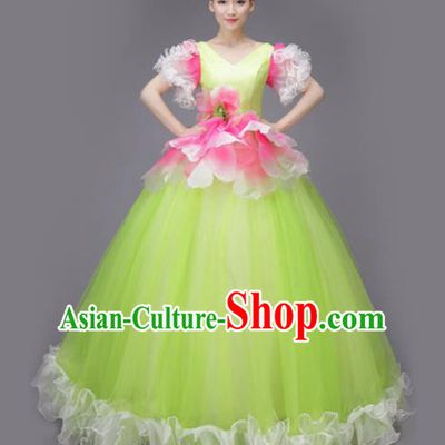 Professional Modern Dance Chorus Green Dress Opening Dance Stage Performance Costume for Women