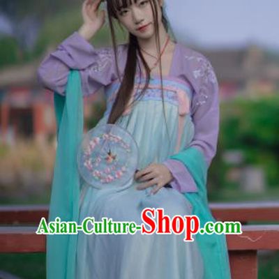 Chinese Traditional Ancient Costumes Tang Dynasty Maidenform Hanfu Dress for Women