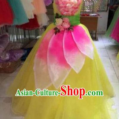 Top Grade Chorus Costume Modern Dance Stage Performance Yellow Dress for Women