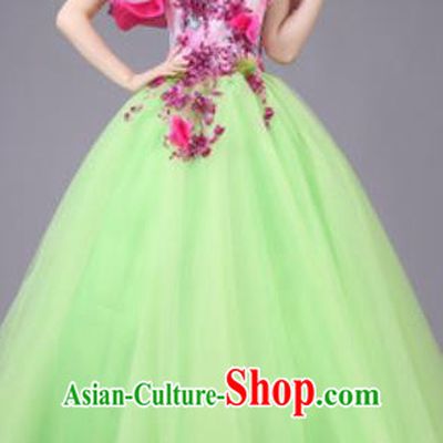 Top Grade Waltz Dance Compere Costume Modern Dance Stage Performance Green Dress for Women