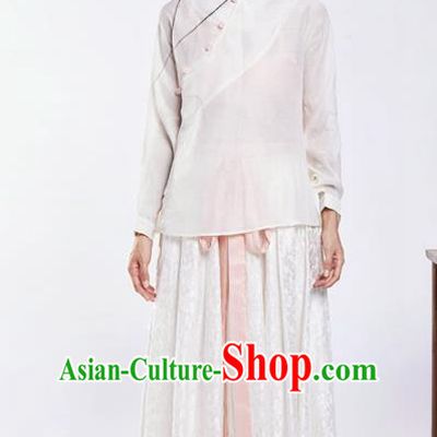 Chinese National Costume Traditional Silk Tang Suit Blouse and Skirt for Women