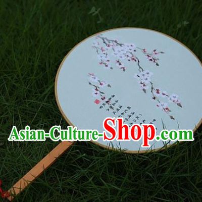 Chinese Ancient Palace Fans Handmade Printing Plum Blossom Round Fans for Women