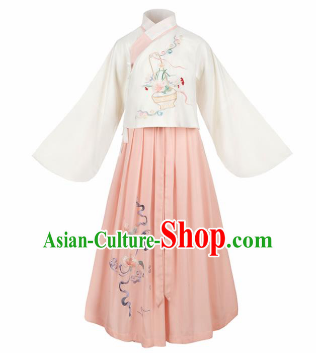Chinese Ancient Palace Lady Hanfu Han Dynasty Imperial Concubine Queen Embroidered Historical Costumes