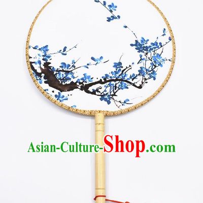Chinese Ancient Palace Fans Handmade Ink Painting Plum Blossom Round Fans for Women