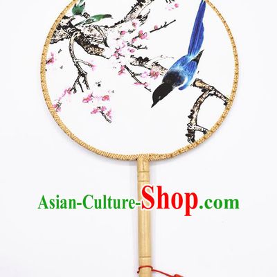 Chinese Ancient Palace Fans Handmade Traditional Printing Silk Round Fans for Women