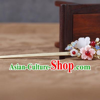Chinese Ancient Hanfu Hair Accessories Traditional Cloisonne Butterfly Flowers Hairpins for Women