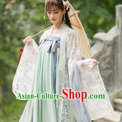 Ancient Chinese Tang Dynasty Costumes Princess Embroidered Hanfu Dress for Women