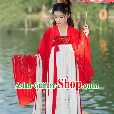 Chinese Ancient Tang Dynasty Imperial Concubine Embroidered Costumes for Women