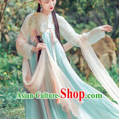 Traditional Chinese Tang Dynasty Princess Costumes Ancient Peri Embroidered Hanfu Dress for Rich