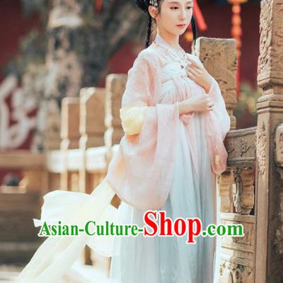 Traditional Chinese Tang Dynasty Nobility Lady Costumes Ancient Peri Goddess Embroidered Hanfu Dress for Rich