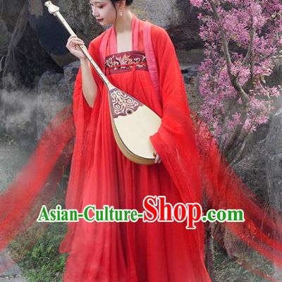 Chinese Traditional Tang Dynasty Imperial Consort Wedding Costumes Ancient Peri Goddess Embroidered Hanfu Dress for Rich