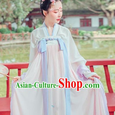 Chinese Traditional Tang Dynasty Princess Palace Lady Embroidered Costumes Complete Set