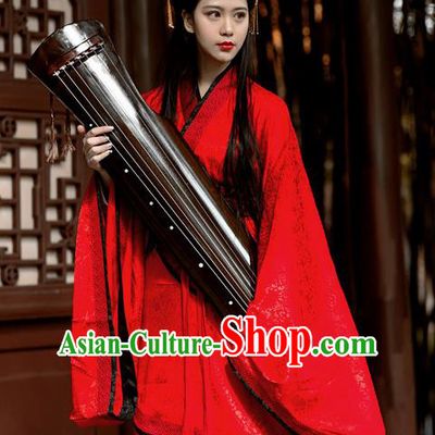 Chinese Ancient Zhou Dynasty Princess Red Hanfu Dress Fairy Wedding Costumes for Women