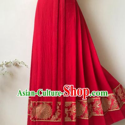 Chinese Ming Dynasty Princess Costume Ancient Nobility Lady Red Horse-Face Skirt for Women
