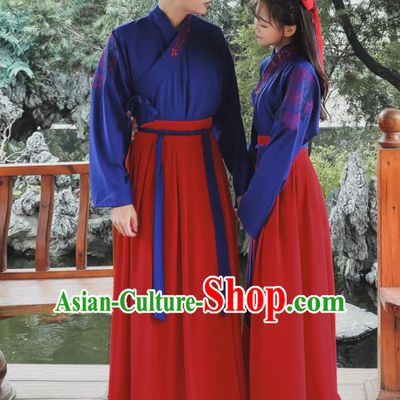 Ancient Chinese Han Dynasty Historical Costumes Swordsman Hanfu Dress for Women for Men