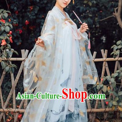 Chinese Traditional Tang Dynasty Imperial Consort Historical Costumes Ancient Peri Embroidered Hanfu Dress for Women