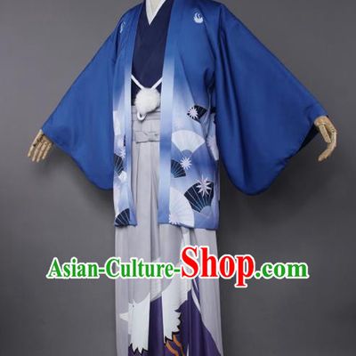 Japanese Traditional Cosplay Knight Costumes Ancient Swordsman Kimono Clothing for Men