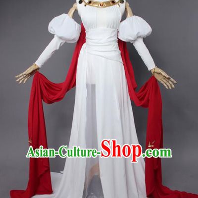 Top Grade Cosplay Princess Costumes Ancient Swordswoman White Dress for Women