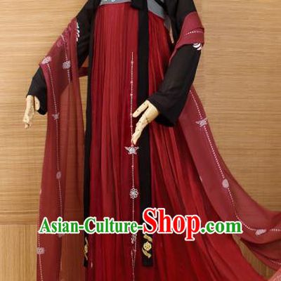 Top Grade Chinese Cosplay Princess Costumes Ancient Tang Dynasty Palace Lady Red Dress for Women