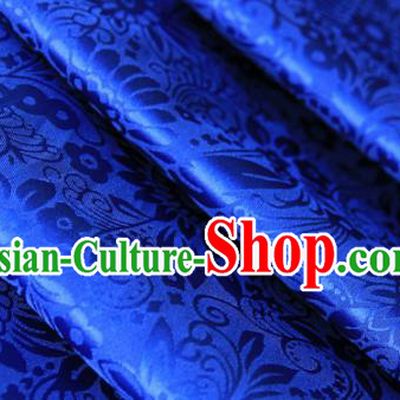 Asian Chinese Traditional Pattern Fabric Royalblue Brocade Silk Fabric Material