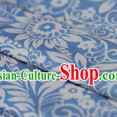 Asian Chinese Traditional Pattern Fabric Blue Brocade Silk Fabric Material