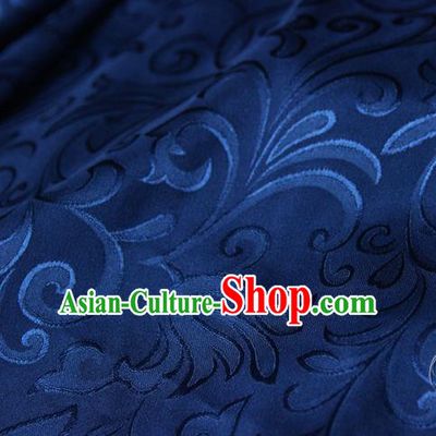 Asian Chinese Traditional Pattern Fabric Navy Brocade Silk Fabric Drapery Material