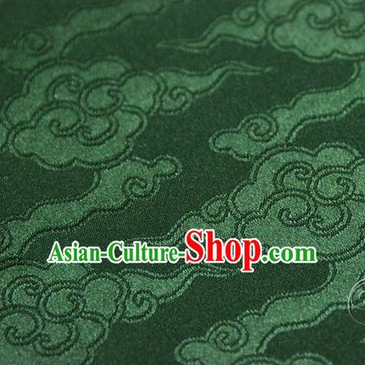 Asian Chinese Traditional Pattern Fabric Ancient Hanfu Atrovirens Brocade Silk Fabric Drapery Material