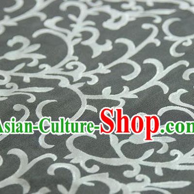 Asian Chinese Traditional Pattern Fabric Ancient Hanfu Jacquard Weave Grey Brocade Silk Fabric Drapery Material