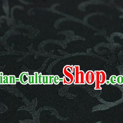 Asian Chinese Traditional Pattern Fabric Ancient Hanfu Jacquard Weave Black Brocade Silk Fabric Drapery Material
