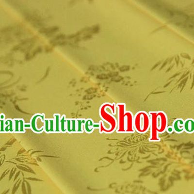 Asian Chinese Traditional Pattern Yellow Silk Fabric Ancient Hanfu Jacquard Brocade Fabric Drapery Material