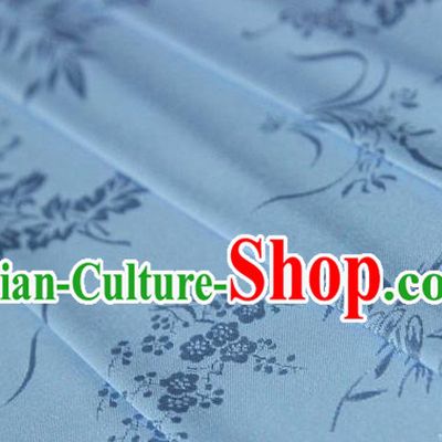 Asian Chinese Traditional Pattern Light Blue Silk Fabric Ancient Hanfu Jacquard Brocade Fabric Drapery Material