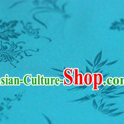 Asian Chinese Traditional Pattern Lake Blue Silk Fabric Ancient Hanfu Jacquard Brocade Fabric Drapery Material