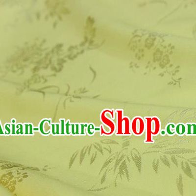Asian Chinese Traditional Pattern Light Yellow Silk Fabric Ancient Hanfu Jacquard Brocade Fabric Drapery Material