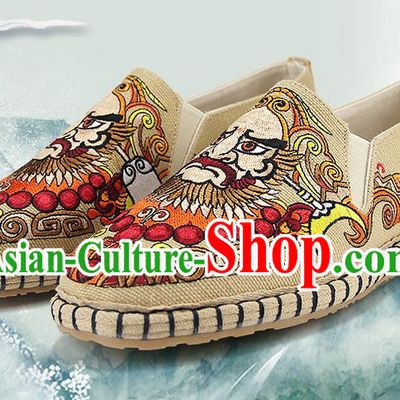 Chinese National Shoes Traditional Multi-layered Cloth Shoes Embroidered Shoes for Men