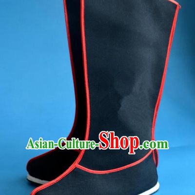 Chinese Traditional Beijing Opera Takefu Cloth Shoes Ancient Swordsman Black Boots for Men