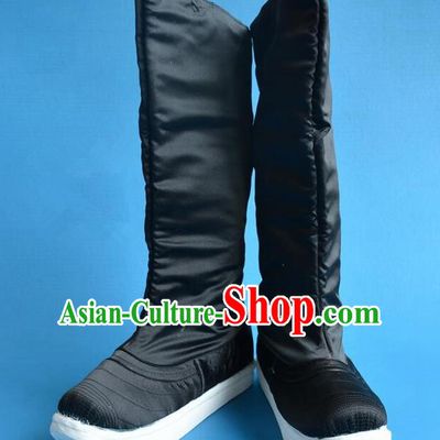 Chinese Traditional Beijing Opera Shoes Ancient Qing Dynasty Minister Boots for Men