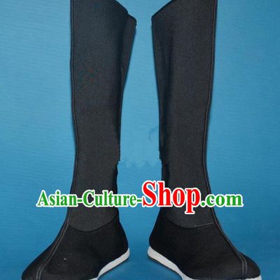 Chinese Traditional Beijing Opera Shoes Ancient Song Dynasty Swordsman Black Boots for Men