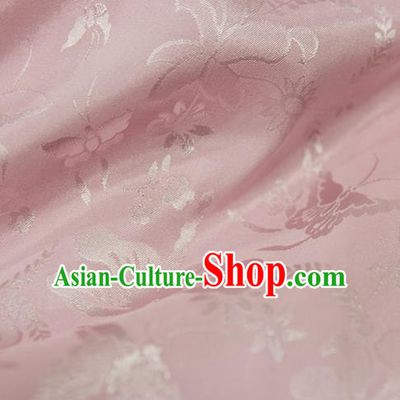 Asian Chinese Traditional Pink Jacquard Silk Fabric Ancient Hanfu Brocade Fabric Drapery Material