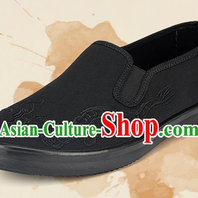 Chinese National Shoes Traditional Cloth Shoes Embroidery Dragon Shoes for Men